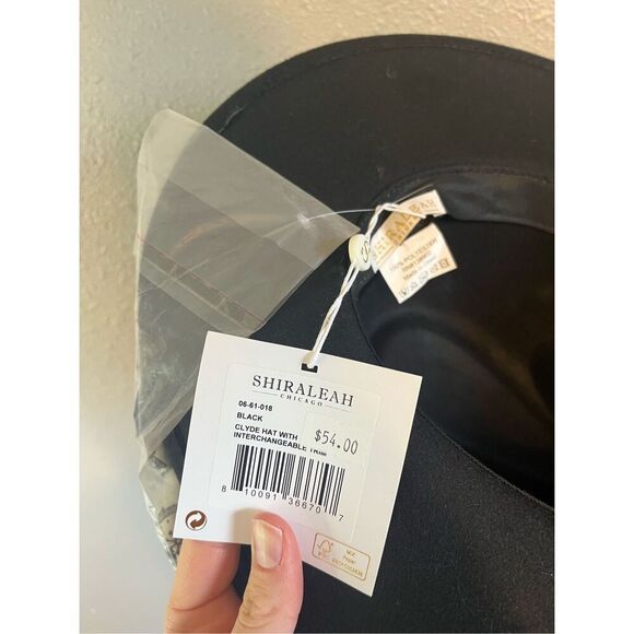 Shiraleah NWT Clyde Black Wide Brim Hat With Scarf - Picture 4 of 5